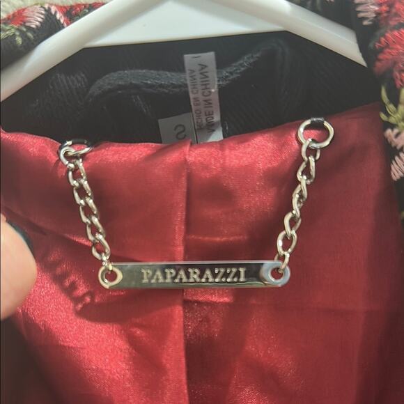 Paparazzi Black and Red Embroidered Blazer with Rose Print Trim 🌹 - Picture 8 of 8